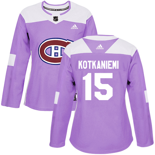 Adidas Montreal Canadiens #15 Jesperi Kotkaniemi Purple Authentic Fights Cancer Women's Stitched Jersey Womens