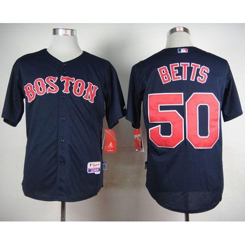 Boston Red Sox #50 Mookie Betts Dark Blue Cool Base Stitched Jersey Men's