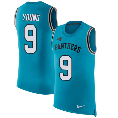 Panthers #9 Bryce Young Blue Alternate Men's Stitched Limited Rush Tank Top Jersey
