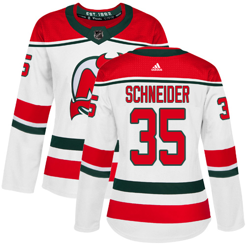Adidas New Jersey Devils #35 Cory Schneider White Alternate Authentic Women's Stitched Jersey Womens