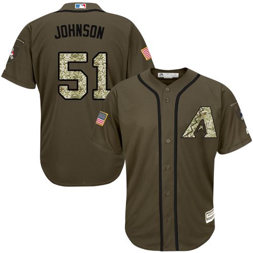 Arizona Diamondbacks #51 Randy Johnson Green Salute to Service Stitched Jersey Men's