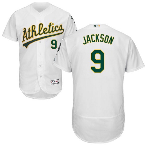 Oakland Athletics #9 Reggie Jackson White Flexbase Authentic Collection Stitched Jersey Men's