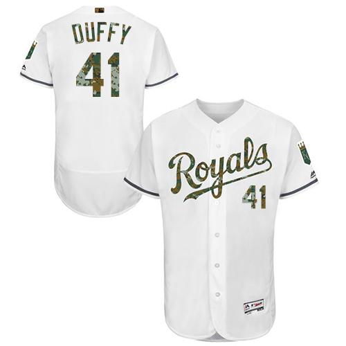 Kansas City Royals #41 Danny Duffy White Flexbase Authentic Collection Memorial Day Stitched Jersey Men's