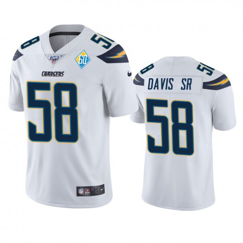 Los Angeles Los Angeles Chargers #58 Thomas Davis Sr White 60th Anniversary Vapor Limited Jersey Men's