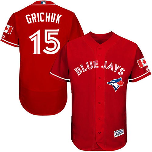 Toronto Blue Jays #15 Randal Grichuk Red Flexbase Authentic Collection Canada Day Stitched Jersey Men's