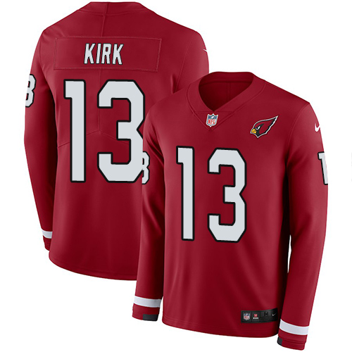 Arizona Cardinals #13 Christian Kirk Red Team Color Men's Stitched Limited Therma Long Sleeve Jersey Men's