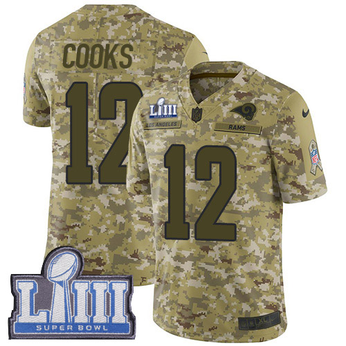 Los Angeles Rams #12 Brandin Cooks Camo Super Bowl LIII Bound Men's Stitched Limited 2018 Salute To Service Jersey Men's