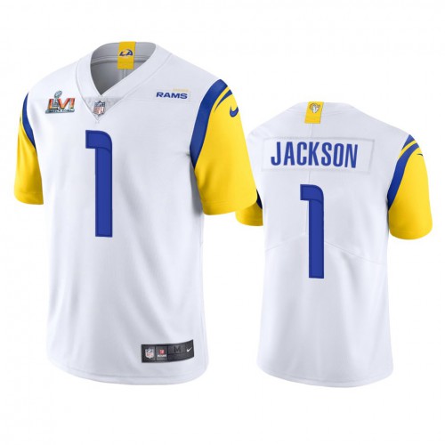 Los Angeles Los Angeles Rams #1 Desean Jackson Men's Super Bowl LVI Patch Alternate Vapor Limited Jersey - White Men's