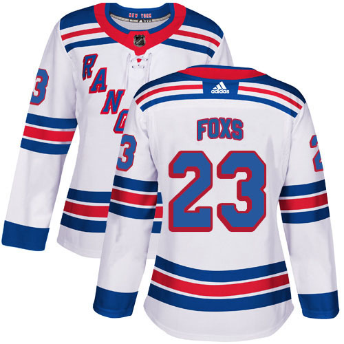 Adidas New York Rangers #23 Adam Foxs White Road Authentic Women's Stitched Jersey Womens