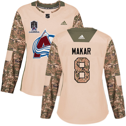 Adidas Colorado Avalanche #8 Cale Makar Camo Authentic Women's 2022 Stanley Cup Champions Veterans Day Stitched Jersey Womens