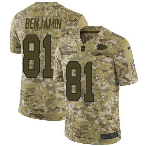 Kansas City Chiefs #81 Kelvin Benjamin Camo Men's Stitched Limited 2018 Salute To Service Jersey Men's