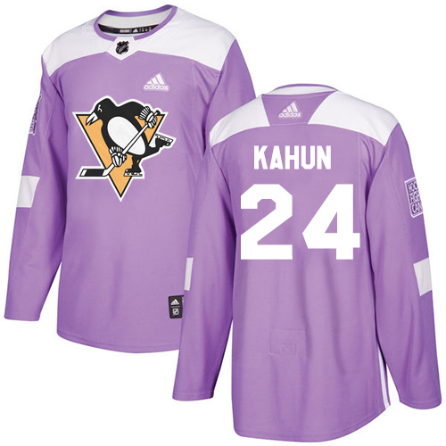 Adidas Pittsburgh Penguins #24 Dominik Kahun Purple Authentic Fights Cancer Stitched Jersey Men's