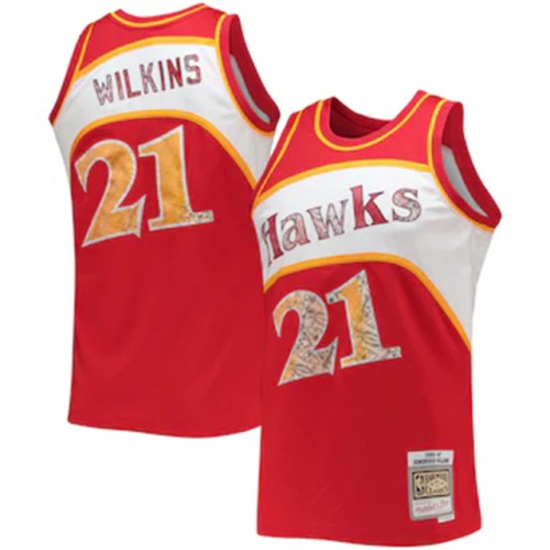 Atlanta Hawks #21 Dominique Wilkins Mitchell & Ness 1996-97 Hardwood Classics 75th Anniversary Diamond Swingman Jersey - Red Mens