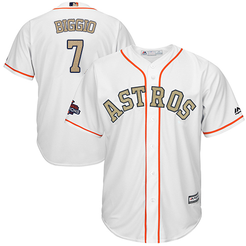 Houston Astros #7 Craig Biggio White 2018 Gold Program Cool Base Stitched Jersey Men's