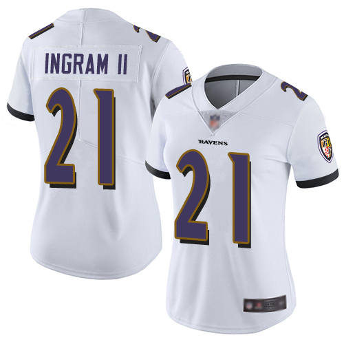Baltimore Ravens #21 Mark Ingram II White Women's Stitched Vapor Untouchable Limited Jersey Womens