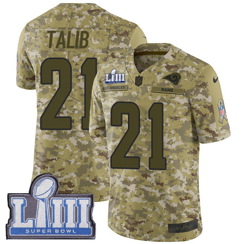 Los Angeles Rams #21 Aqib Talib Camo Super Bowl LIII Bound Men's Stitched Limited 2018 Salute To Service Jersey Men's