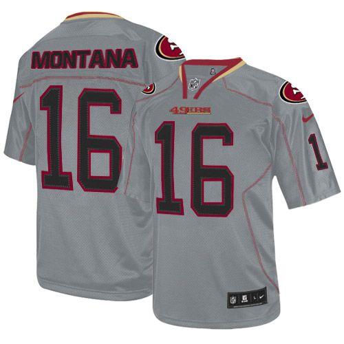 49ers #16 Joe Montana Lights Out Grey Youth Stitched Elite Jersey