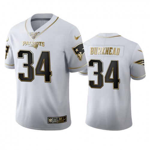 New England New England Patriots #34 Rex Burkhead Men's White Golden Edition Vapor Limited 100 Jersey Men's
