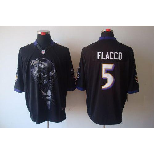 Baltimore Ravens #5 Joe Flacco Black Alternate Men's Stitched Helmet Tri-Blend Limited Jersey Men's