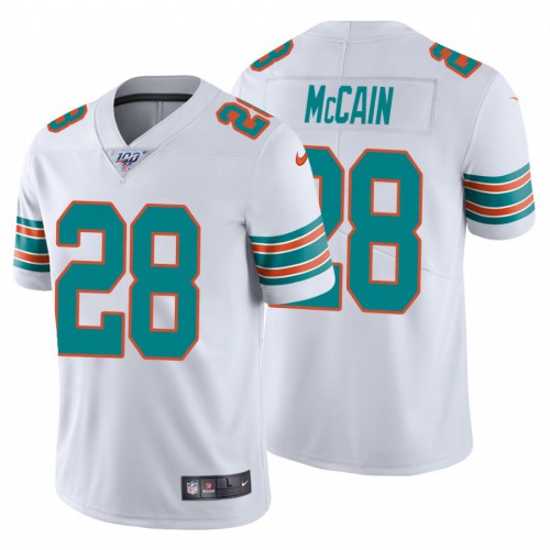 Miami Dolphins #28 Bobby Mccain White Alternate Men's Stitched 100th Season Vapor Untouchable Limited Jersey Men's
