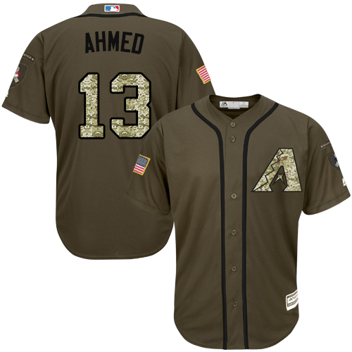 Arizona Diamondbacks #13 Nick Ahmed Green Salute to Service Stitched Jersey Men's