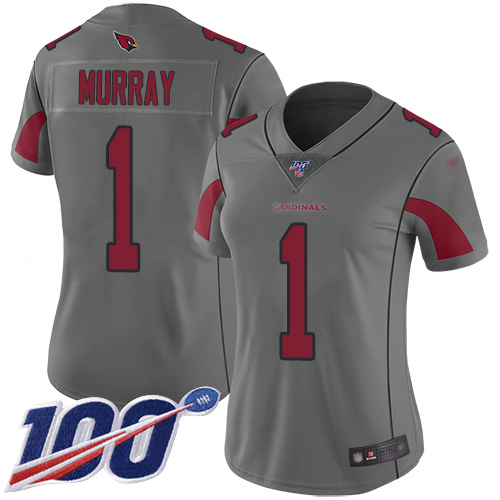 Cardinals #1 Kyler Murray Silver Women's Stitched Limited Inverted Legend 100th Season Jersey