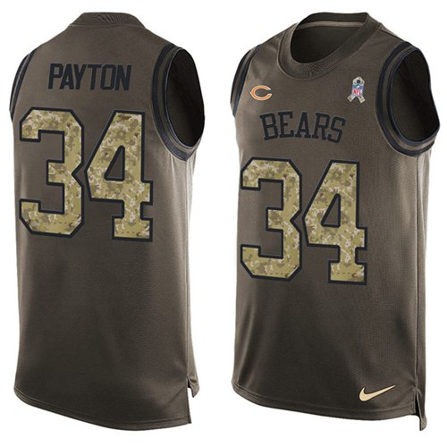 Bears #34 Walter Payton Green Men's Stitched Limited Salute To Service Tank Top Jersey