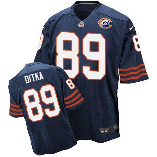 Bears #89 Mike Ditka Navy Blue Throwback Men's Stitched Elite Jersey