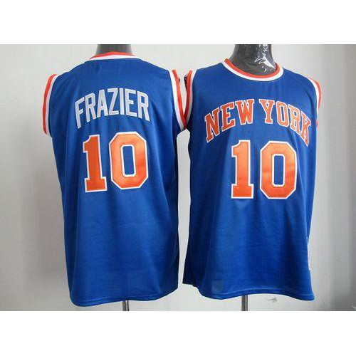 Mitchell And Ness New York Knicks #10 Walt Frazier Blue Throwback Stitched Jersey Mens