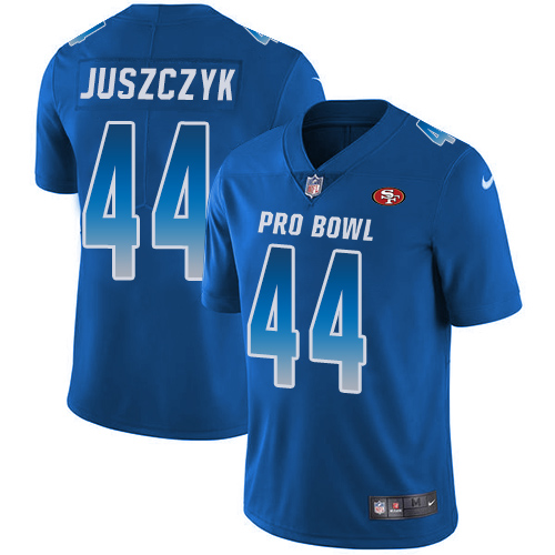 49ers #44 Kyle Juszczyk Royal Men's Stitched Limited NFC 2018 Pro Bowl Jersey