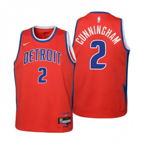 Detroit Detroit Pistons #2 Cade Cunningham Youth Red 2021/22 Swingman Jersey - City Edition Youth