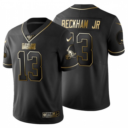 Cleveland Cleveland Browns #13 Odell Beckham Jr. Men's Black Golden Limited 100 Jersey Men's