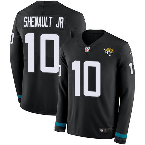 Jacksonville Jaguars #10 Laviska Shenault Jr. Black Team Color Men's Stitched Limited Therma Long Sleeve Jersey Men's