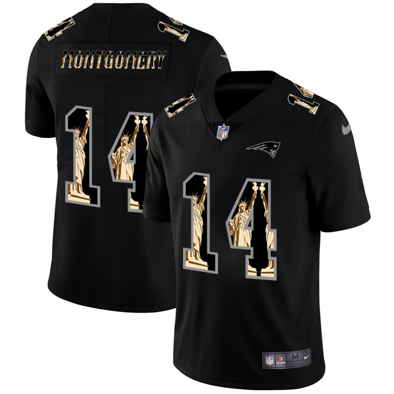 New England Patriots #14 Ty Montgomery Carbon Black Vapor Statue Of Liberty Limited Jersey