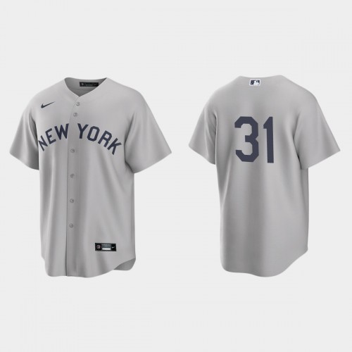 New York New York Yankees #31 Aaron Hicks Men's Gray 2021 Field of Dreams Game Jersey Men's