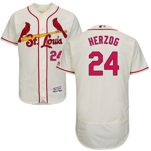 St.Louis Cardinals #24 Whitey Herzog Cream Flexbase Authentic Collection Stitched Jersey Men's