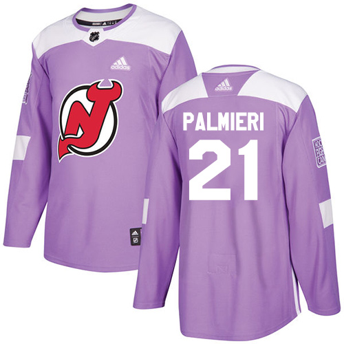 Adidas New Jersey Devils #21 Kyle Palmieri Purple Authentic Fights Cancer Stitched Jersey Men's