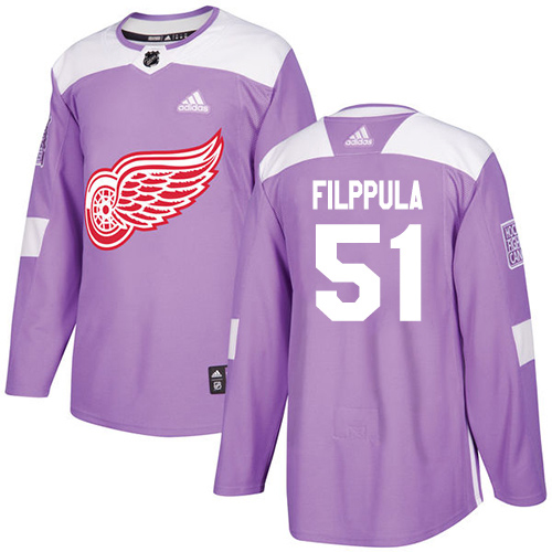 Adidas Detroit Red Wings #51 Valtteri Filppula Purple Authentic Fights Cancer Stitched Jersey Men's