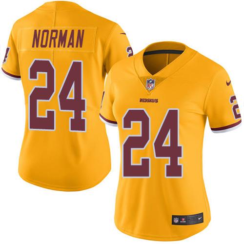 Washington Commanders #24 Josh Norman Gold Women's Stitched Limited Rush Jersey Womens