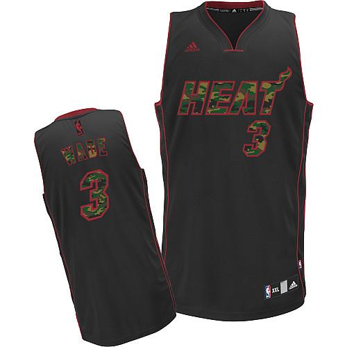 Miami Heat #3 Dwyane Wade Black Camo Fashion Stitched Jersey Mens