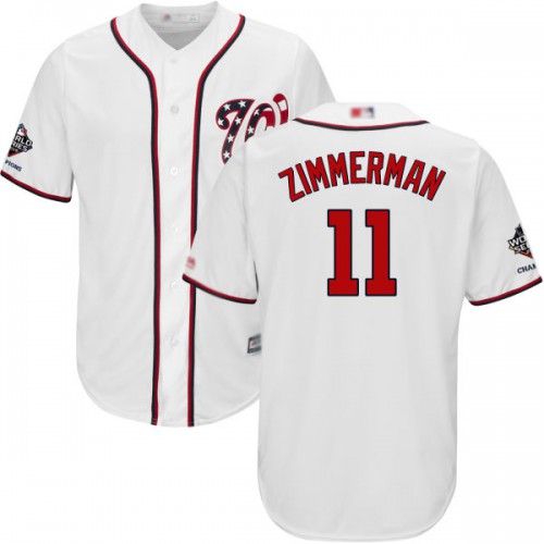 Washington Nationals #11 Ryan Zimmerman White Cool Base 2019 World Series Champions Stitched Youth Jersey Youth
