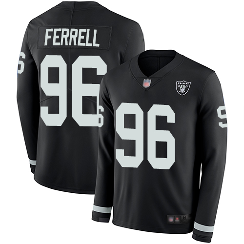 Las Vegas Raiders #96 Clelin Ferrell Black Team Color Youth Stitched Limited Therma Long Sleeve Jersey Youth