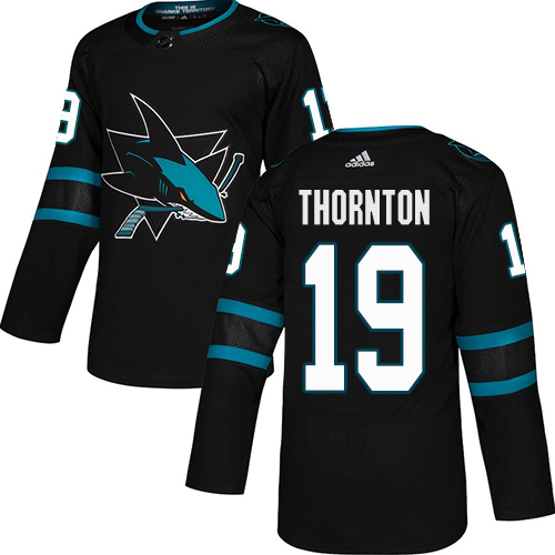 Adidas San Jose Sharks #19 Joe Thornton Black Alternate Authentic Stitched Youth Jersey Youth