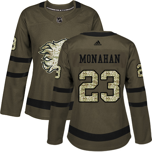 Adidas Calgary Flames #23 Sean Monahan Green Salute to Service Women's Stitched Jersey Womens