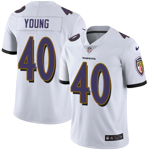 Baltimore Ravens #40 Kenny Young White Men's Stitched Vapor Untouchable Limited Jersey Men's