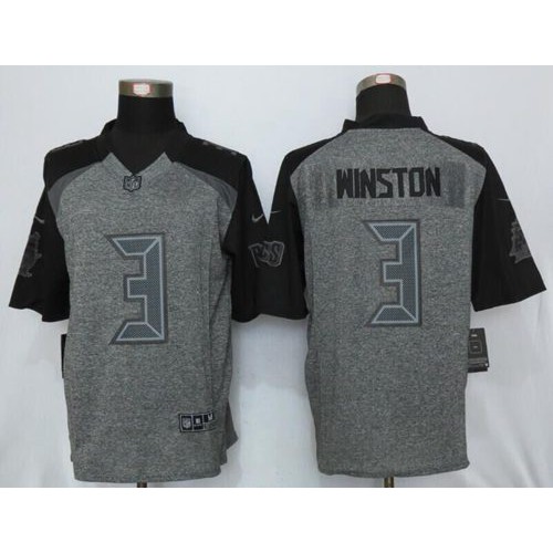 Tampa Bay Buccaneers #3 Jameis Winston Gray Men's Stitched Limited Gridiron Gray Jersey Men's