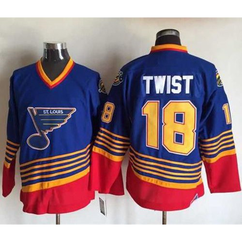 St. Louis Blues #18 Tony Twist Light Blue/Red CCM Throwback Stitched Jersey Men's