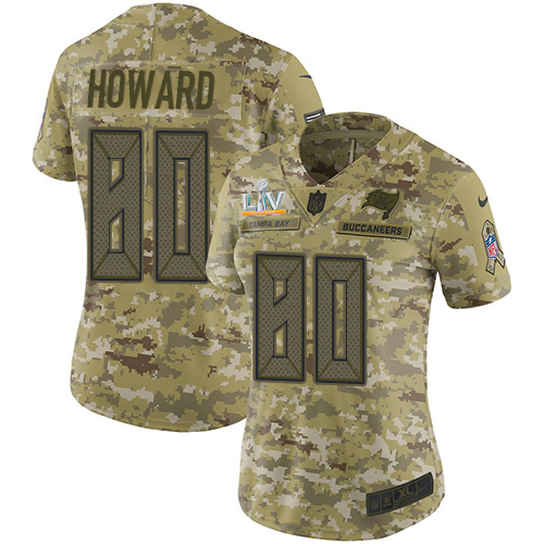 Tampa Bay Buccaneers #80 O. J. Howard Camo Women's Super Bowl LV Bound Stitched Limited 2018 Salute To Service Jersey Womens