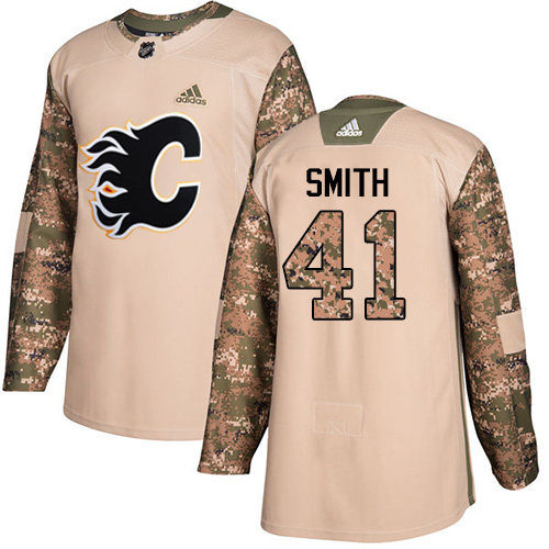 Adidas Calgary Flames #41 Mike Smith Camo Authentic 2017 Veterans Day Stitched Youth Jersey Youth