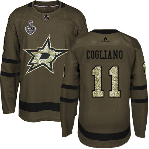 Adidas Dallas Stars #11 Andrew Cogliano Green Salute to Service 2020 Stanley Cup Final Stitched Jersey Men's